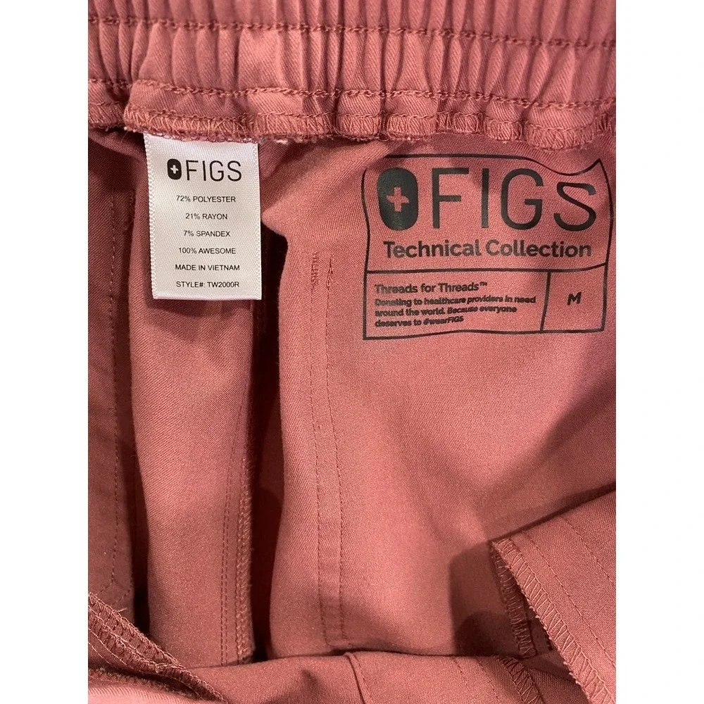 Figs Scrub Pants‎ Womens Medium Pink Cargo Drawstring Straight Leg Pockets